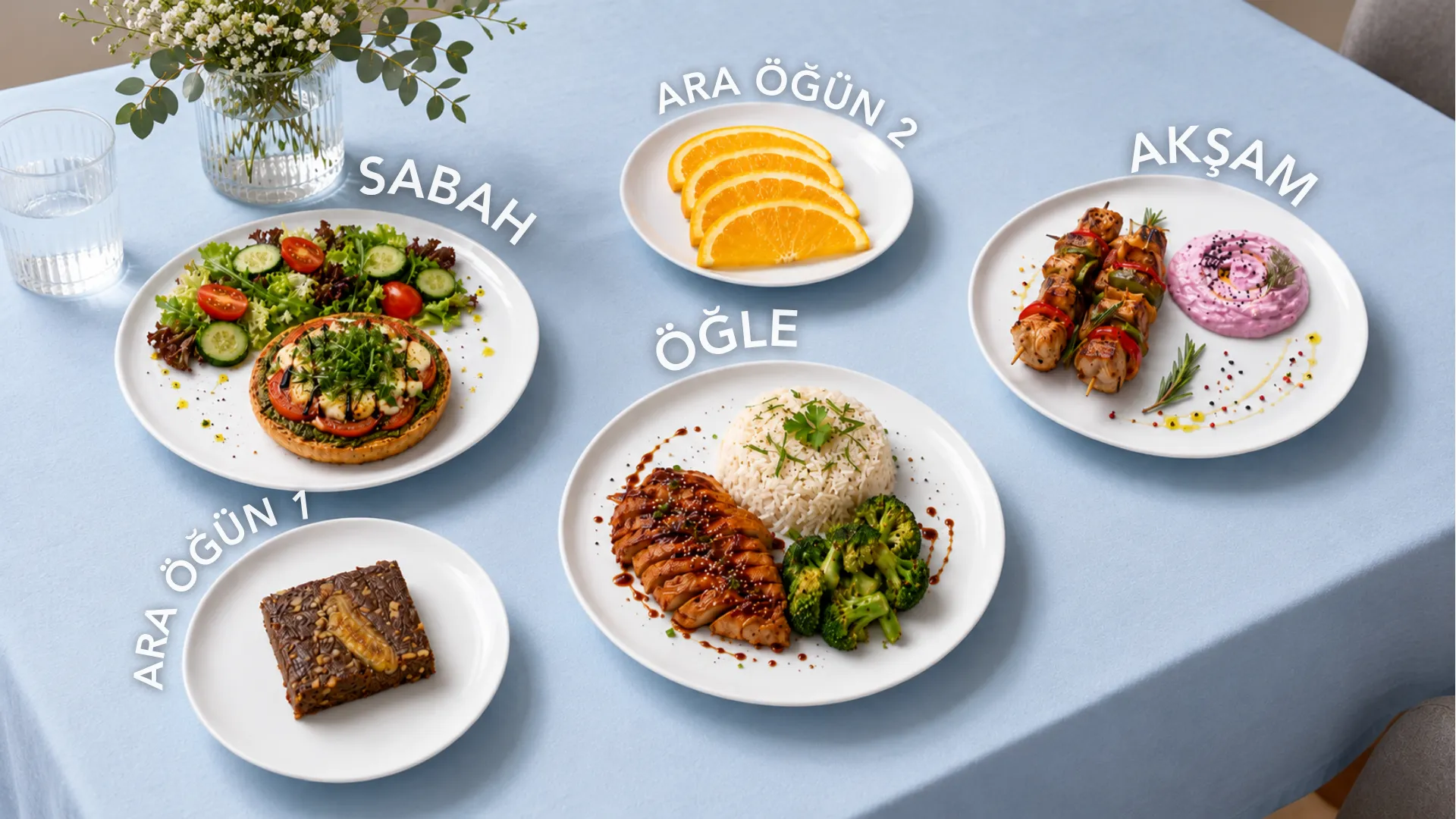 Sabah Öğle ve Akşam +2 ara öğün